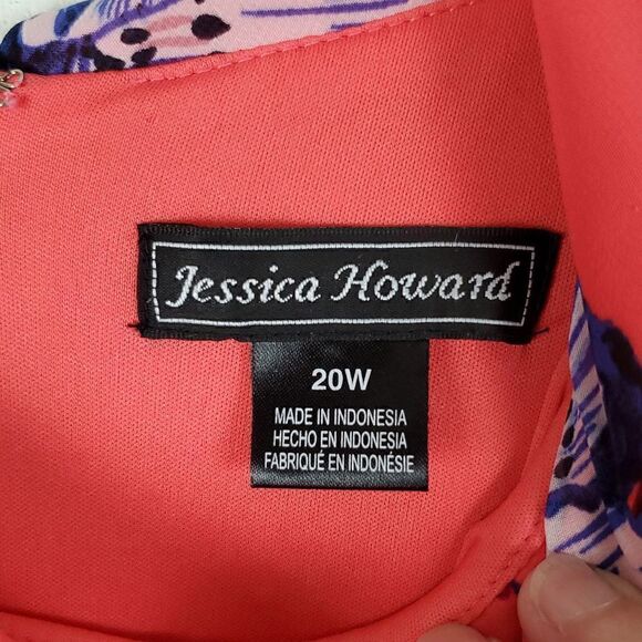 Jessica Howard Floral Coral Dress.  Sleeveless. Overlay of dress is open down ba - Picture 6 of 15